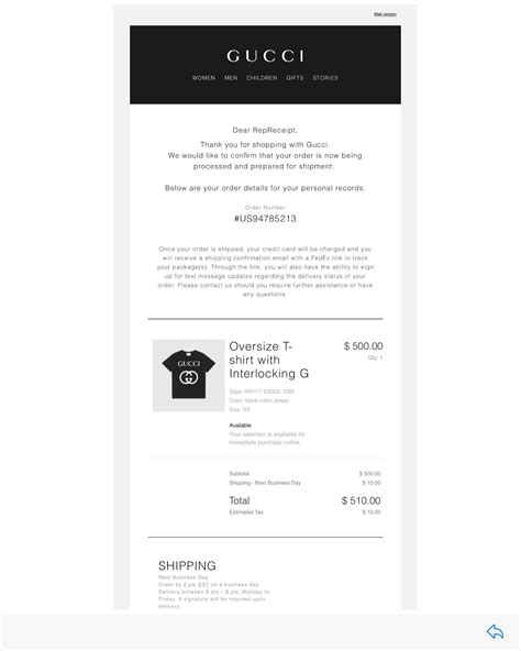 gucci email receipt|Gucci receipt generator online.